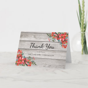 Rustic wood and flowers Thank you card