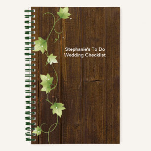 Rustic Wood and Ivy Wedding Checklist Notebook