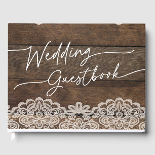 Rustic Wood and Lace Country Wedding Guestbook