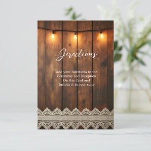 Rustic Wood and Lace Directions Enclosure Card