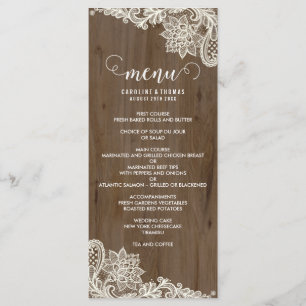 Rustic Wood and Lace Menu
