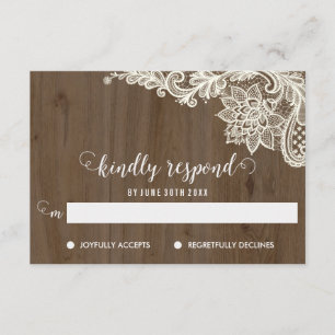 Rustic Wood and Lace RSVP Cards