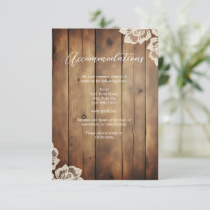 Rustic Wood and Lace Wedding Accommodation  Enclosure Card