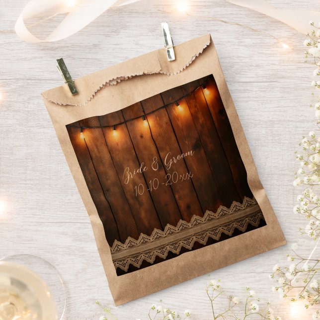Rustic Wood and Lace Wedding Favour Bags (Clipped)