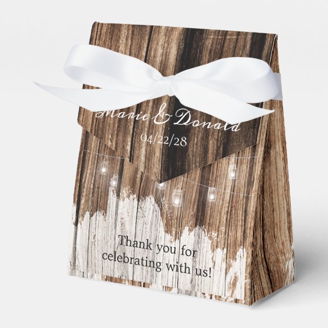Rustic Wood and Lanterns Favour Box (Front Side)