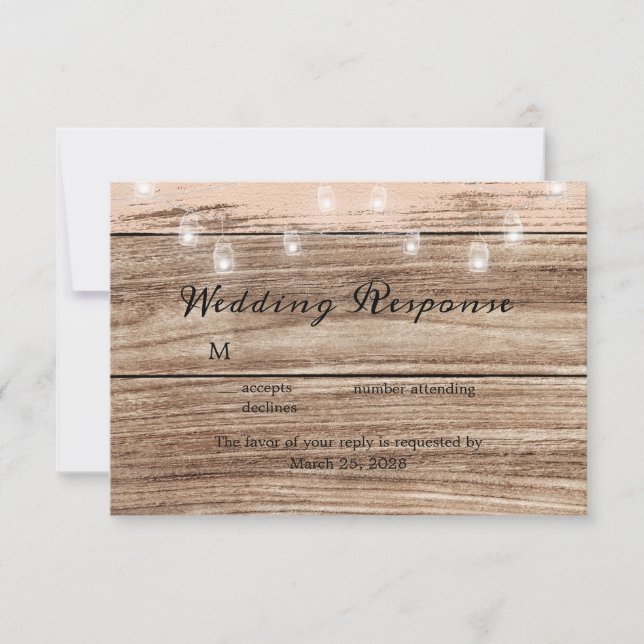Rustic Wood and Lanterns RSVP Card (Front)