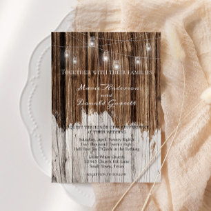 Rustic Wood and Lanterns Wedding Invitation