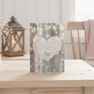 Rustic Wood and Lights Happy Valentines Day Card