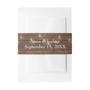 Rustic Wood and Lights Invitation Belly Band