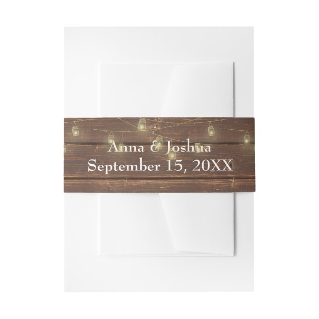 Rustic Wood and Lights Invitation Belly Band (Front Example)