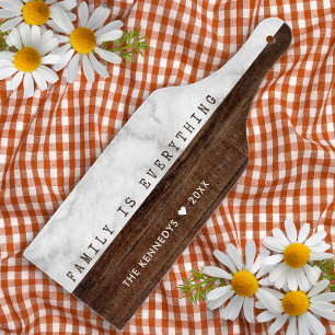 Rustic Wood and Marble Family Quote Custom Name Cutting Board