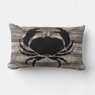 rustic wood and nautical CRAB   Lumbar Pillow