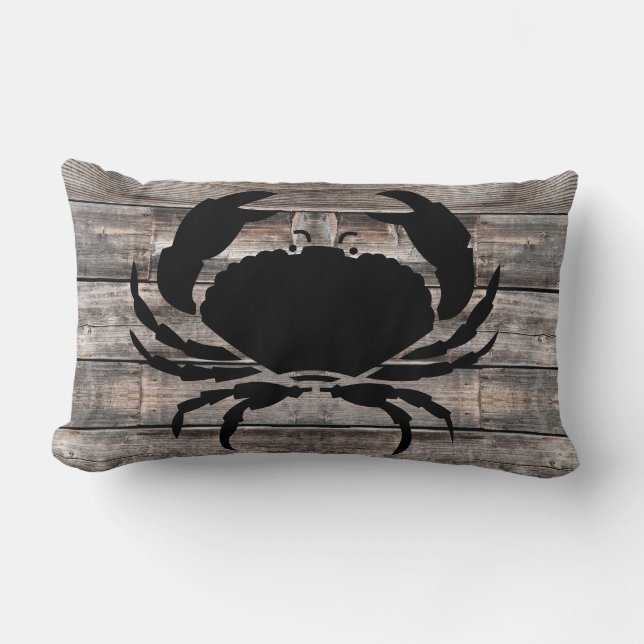 rustic wood and nautical CRAB | Lumbar Pillow (Front)