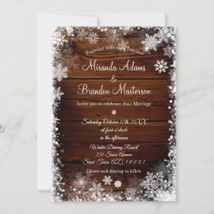 Rustic Wood and Snow Winter Wedding Invitation