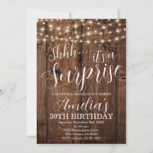Rustic Wood and String Light Surprise Birthday