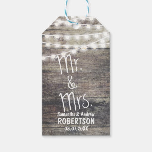 Rustic wood and string lights wedding Thank you Gift Tags