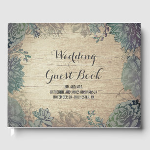 Rustic Wood and Succulents Barn Wedding Guest Book