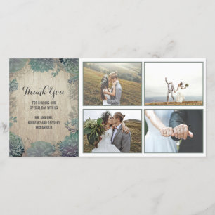 Rustic Wood and Succulents Wedding Thank You