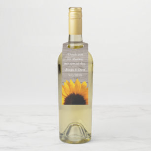 Rustic Wood and Sunflower Wine Bottle Favour Tag