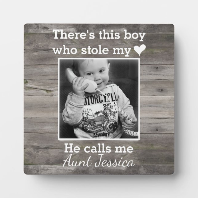 Rustic Wood Aunt Nephew Custom Photo Plaque (Front)