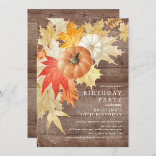Rustic Wood Autumn Birthday Invitation