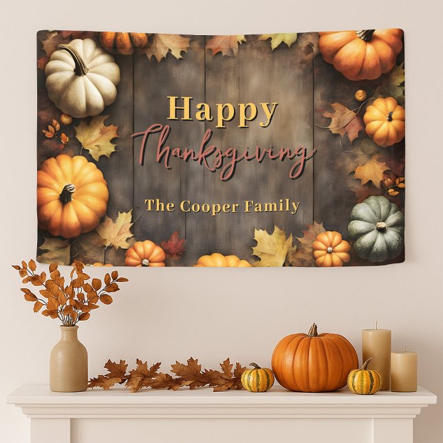 Rustic Wood Autumn Pumpkin Thanksgiving Welcome Banner (Creator Uploaded)