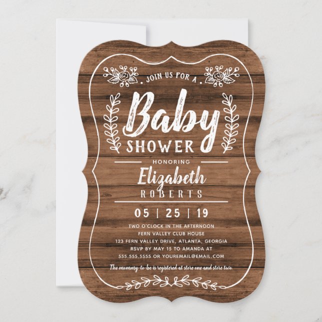 Rustic Wood Baby Shower Invitation (Front)