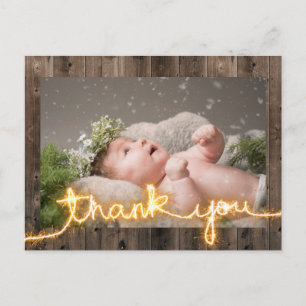 Rustic Wood Baby Shower Photo Thank You Postcard
