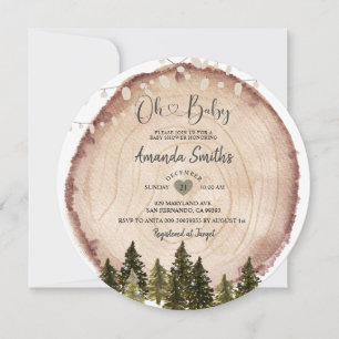 Rustic Wood Baby Shower String Light Invitation