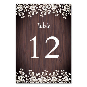 Rustic Wood Babys Breath Gypsophila Wedding Table Number