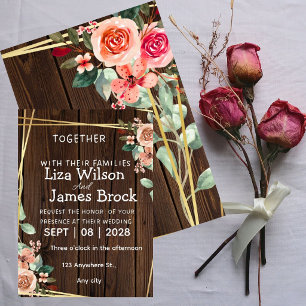 Rustic Wood Background wedding  Invitation