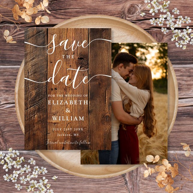 Rustic Wood Barn Boho Chic Photo Wedding  Save The Date (Rustic Wood Barn Boho Chic Photo Wedding Save The Date)