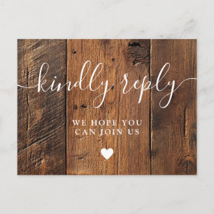 Rustic Wood Barn Boho Song Request RSVP Postcard