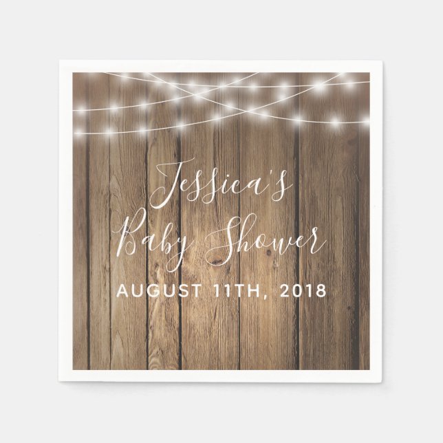 Rustic Wood Barn Country Lights Event Napkins (Front)