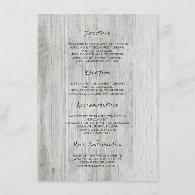 Rustic Wood Barn Wedding Details -Information Enclosure Card (Front)