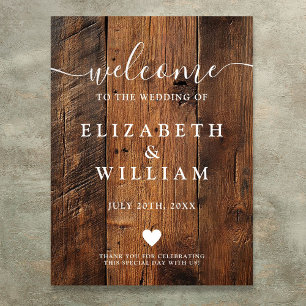 Rustic Wood Barn Wedding Welcome Sign