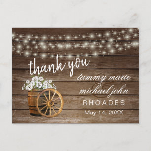 Rustic Wood Barrel and White Flower Postcard