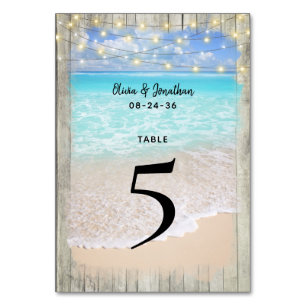Rustic Wood Beach Wedding Table Number