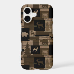 Rustic wood bear moose pattern iPhone 7 case