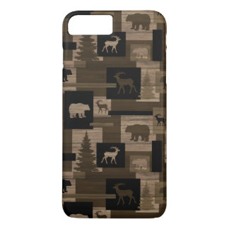 Rustic wood bear moose pattern iPhone 7 case
