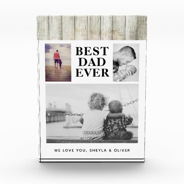  Rustic Wood Best Dad Ever 3  Photo Block (Front)