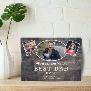 Rustic Wood Best Dad Ever Father`s Day Photo Block