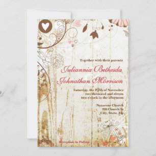 Rustic Wood Birdcage Wedding Invitation