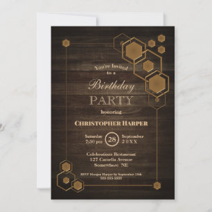 Rustic Wood Birthday Party Invitation