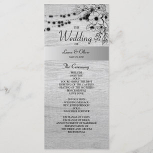 Rustic Wood Black and White Wedding Program Programme