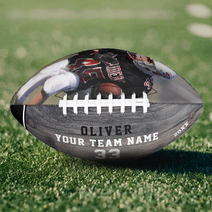 Rustic Wood Black Name Number Team Photo Football