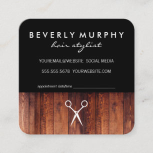 Rustic Wood Black with Shear Logo Appointment Card