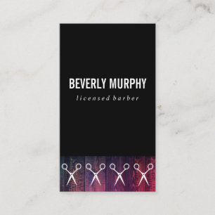 Rustic Wood Black with Shears Pattern Business Card