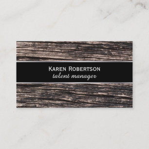 Rustic Wood & Black with Silver Lining Business Card