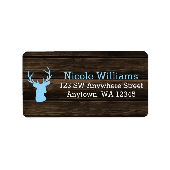 Rustic Wood Blue Buck Deer Address Label (Front)